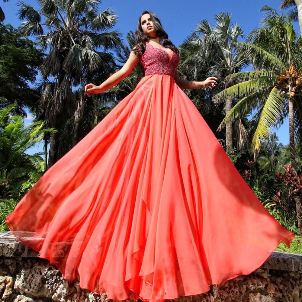 Flowy coral dress